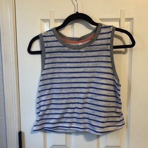 Xhilaration Cropped Blue, White, and Gray Tank Top